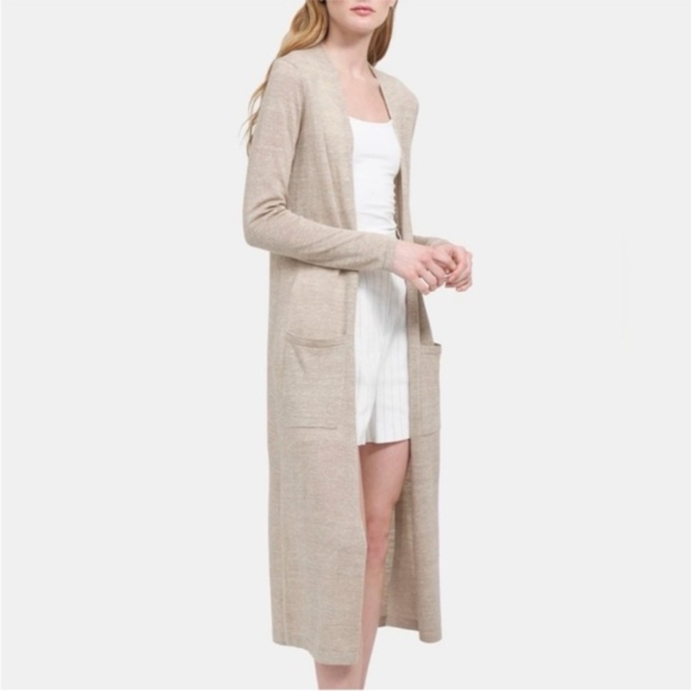 Theory Merino Wool Linen Duster Open Front Cardigan Lightweight Size S